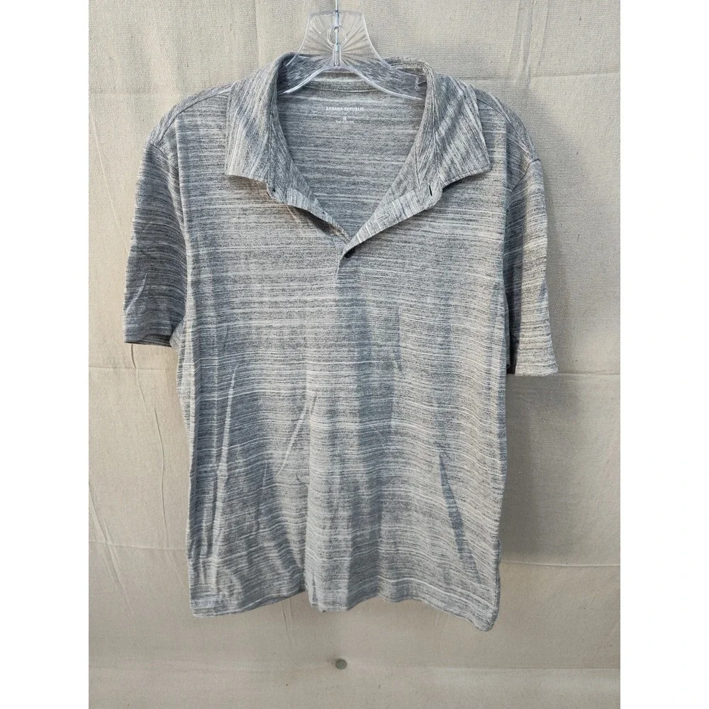 Banana Republic Mens Grey Space Dye Short Sleeve Polo Shirt‎ Size M